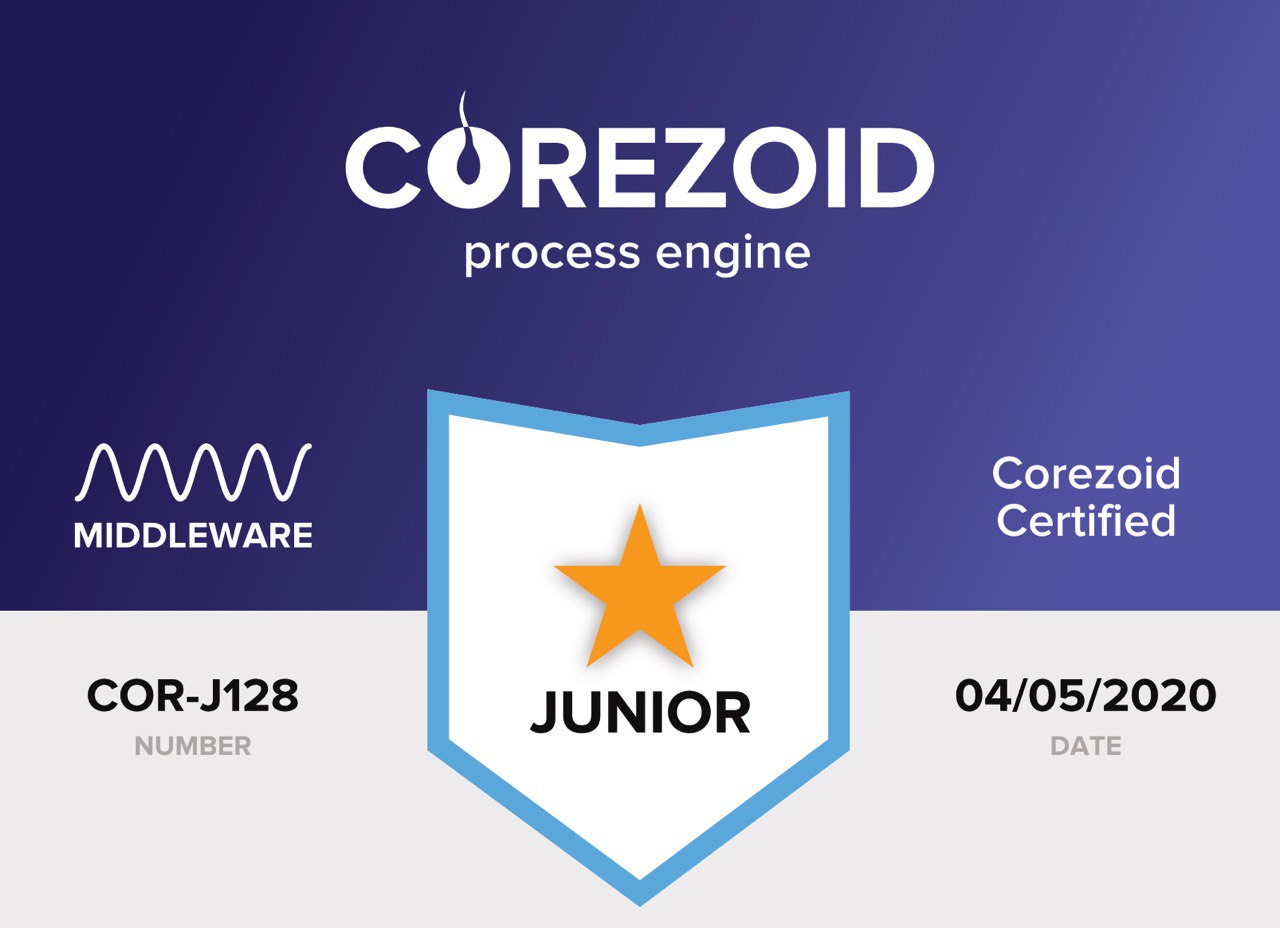 Middleware releases first 128 Corezoid certificates for developers